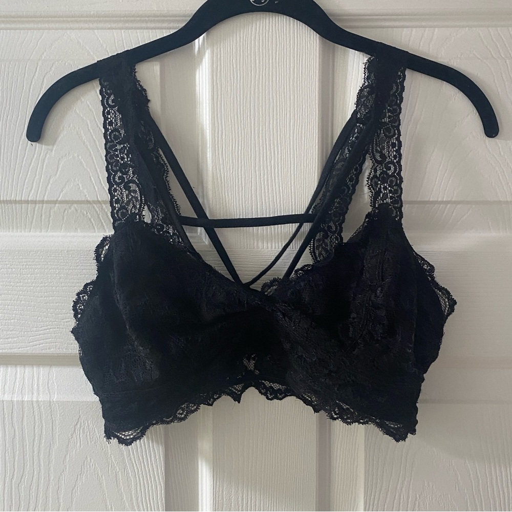 francesca’s society girl black lace lingerie top bra lacy